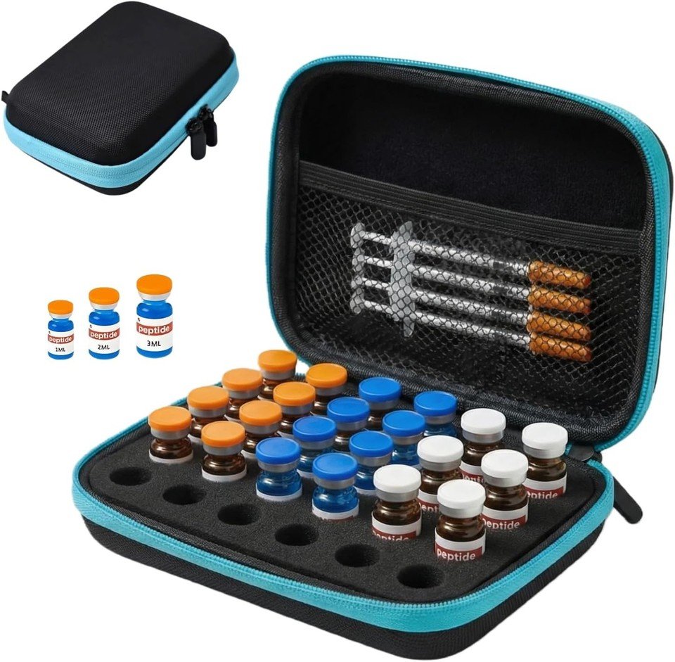 Peptide Vial Case for Fridge, 30 Slots Insulin Fridge Holder Storage Case–Fits 1